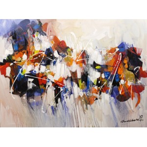 Mashkoor Raza, 36 x 48 Inch, Oil on Canvas, Abstract Painting, AC-MR-206